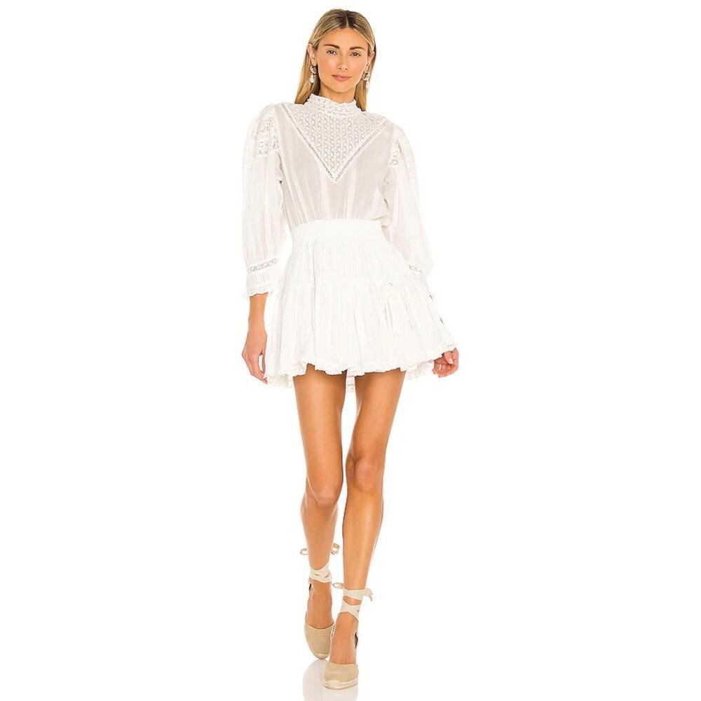 LoveShackFancy Viola Dress Antique White Lace Cotton Prairie Mini S Coquette - Picture 2 of 15